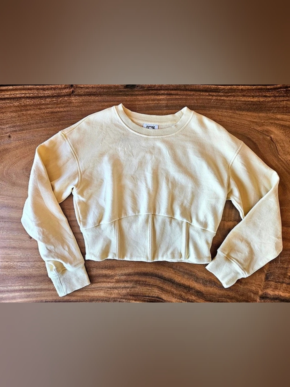 Future Collective Corset Sweatshirt Soft Yellow Cropped Size Medium